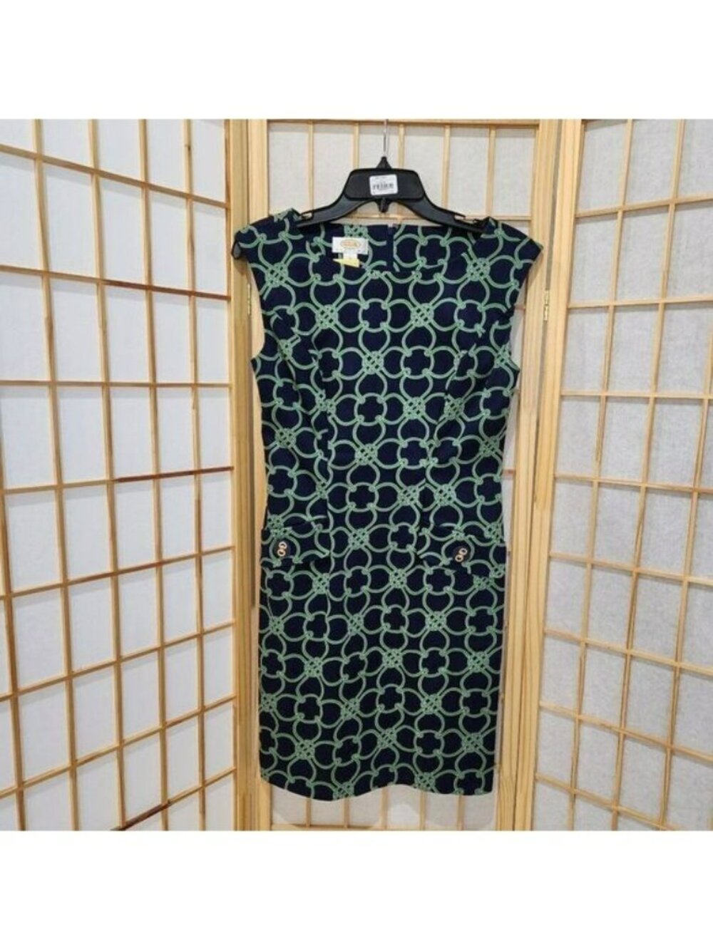 Talbots Petites Womens Chain Link Pattern Dress Sz 4